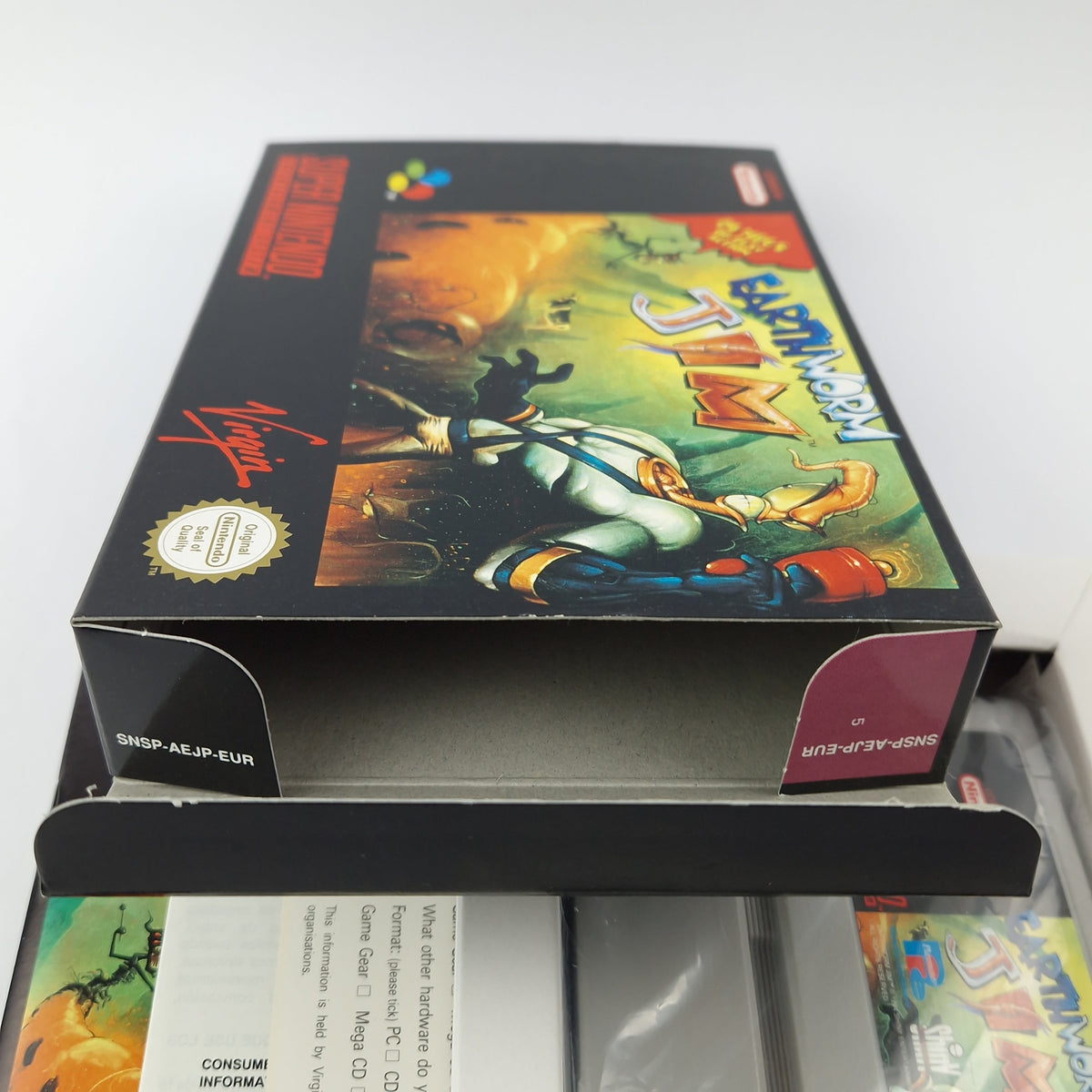 Super Nintendo Spiel – Earth Worm Jim OVP PAL CIB