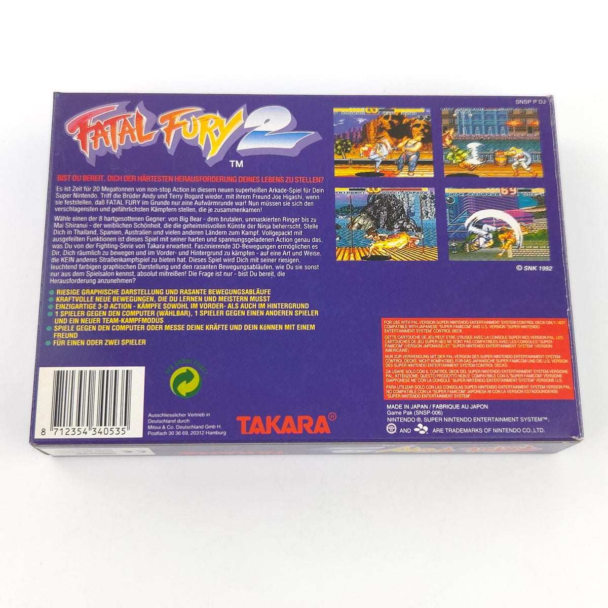Super Nintendo Spiel Fatal Fury 2 OVP PAL CIB