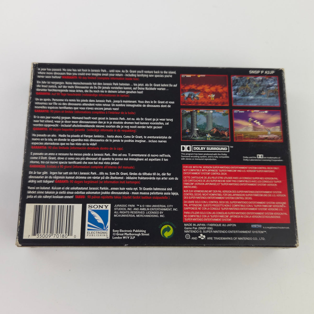 Super Nintendo Spiel Jurassic Park 2 Chaos Continues OVP PAL