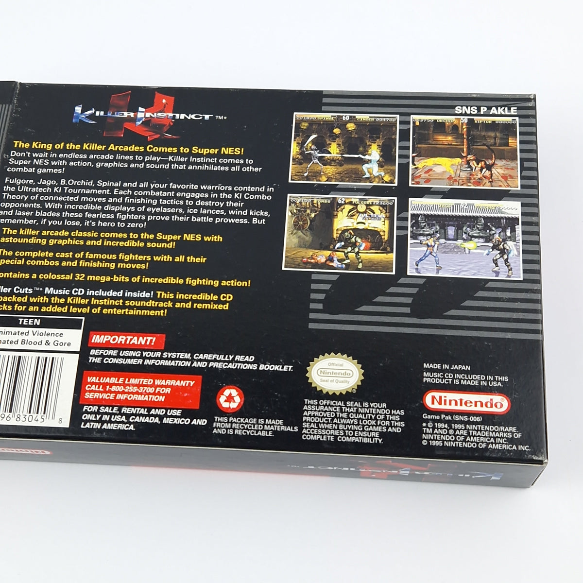 Super Nintendo Spiel – Killer Instinct + Music CD OVP SNES USA