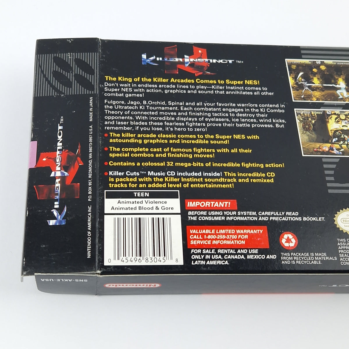 Super Nintendo Spiel – Killer Instinct + Music CD OVP SNES USA