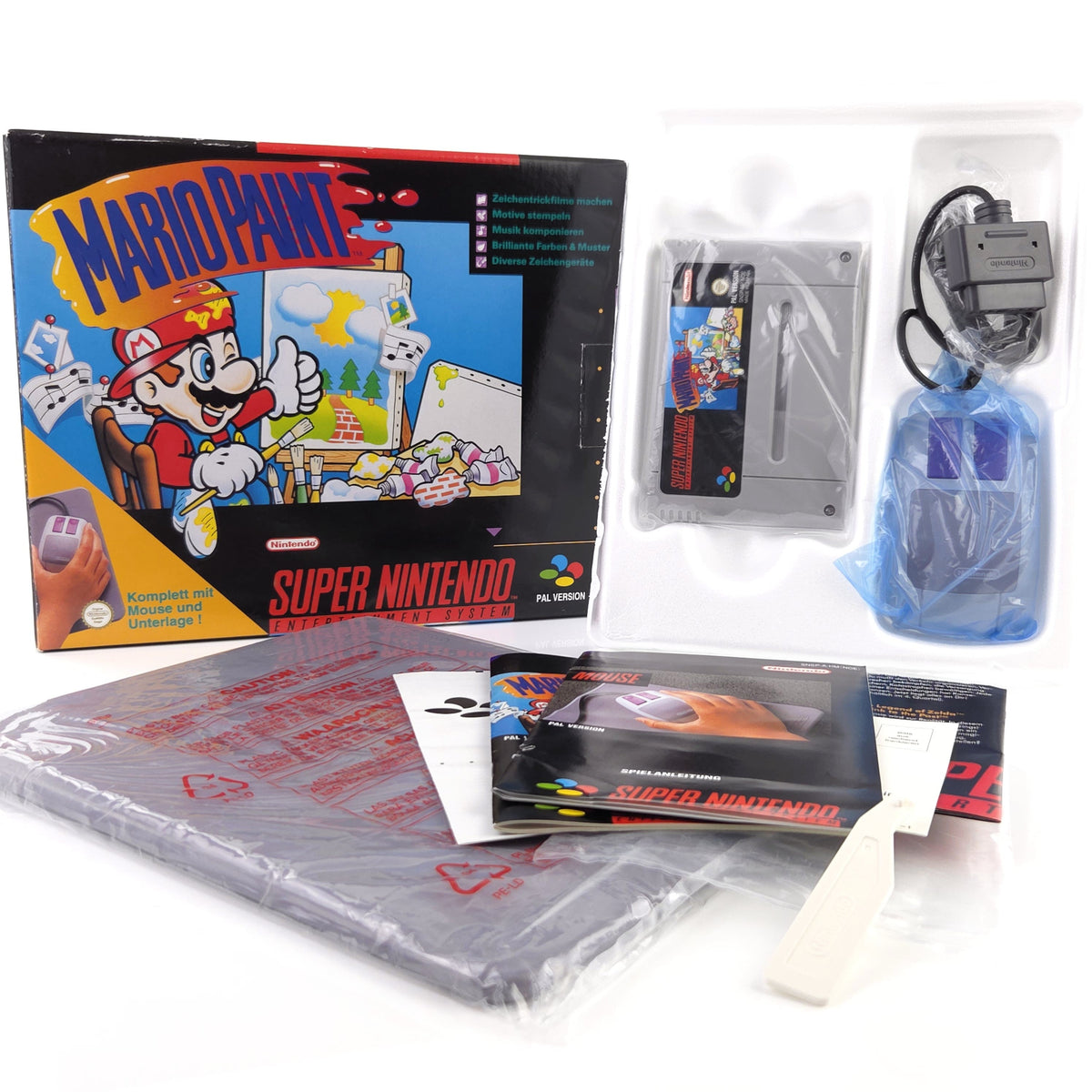 Super Nintendo Spiel – Mario Paint Big Box OVP PAL NOE
