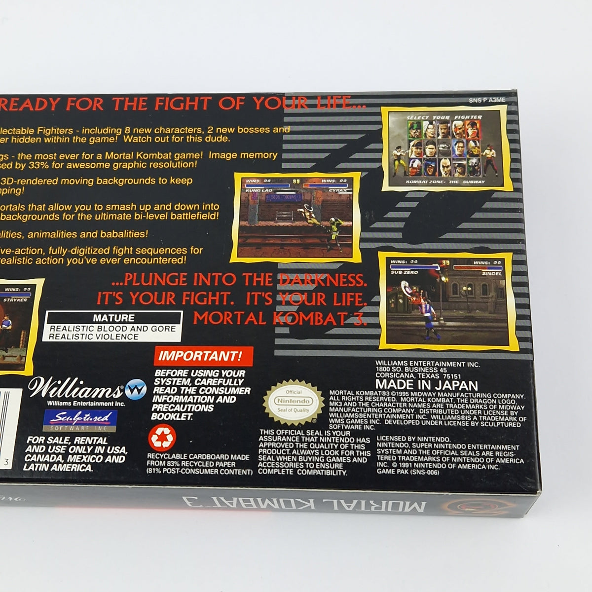 Super Nintendo Spiel – Mortal Kombat 3 OVP SNES USA