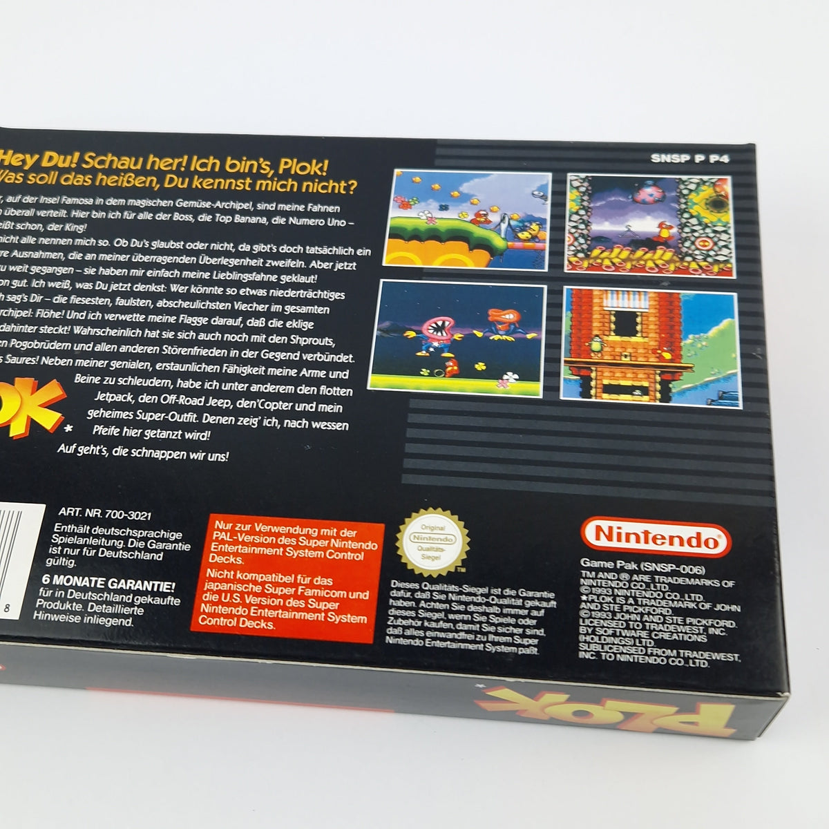 Super Nintendo Spiel – Plok OVP Anleitung PAL CIB SNES