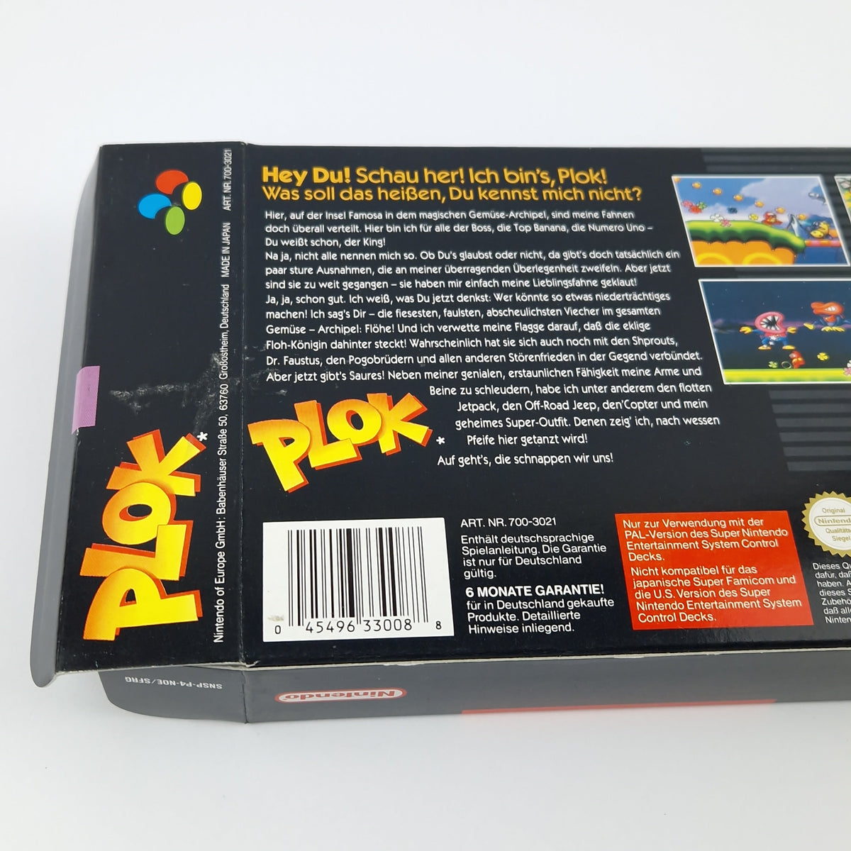 Super Nintendo Spiel – Plok OVP Anleitung PAL CIB SNES