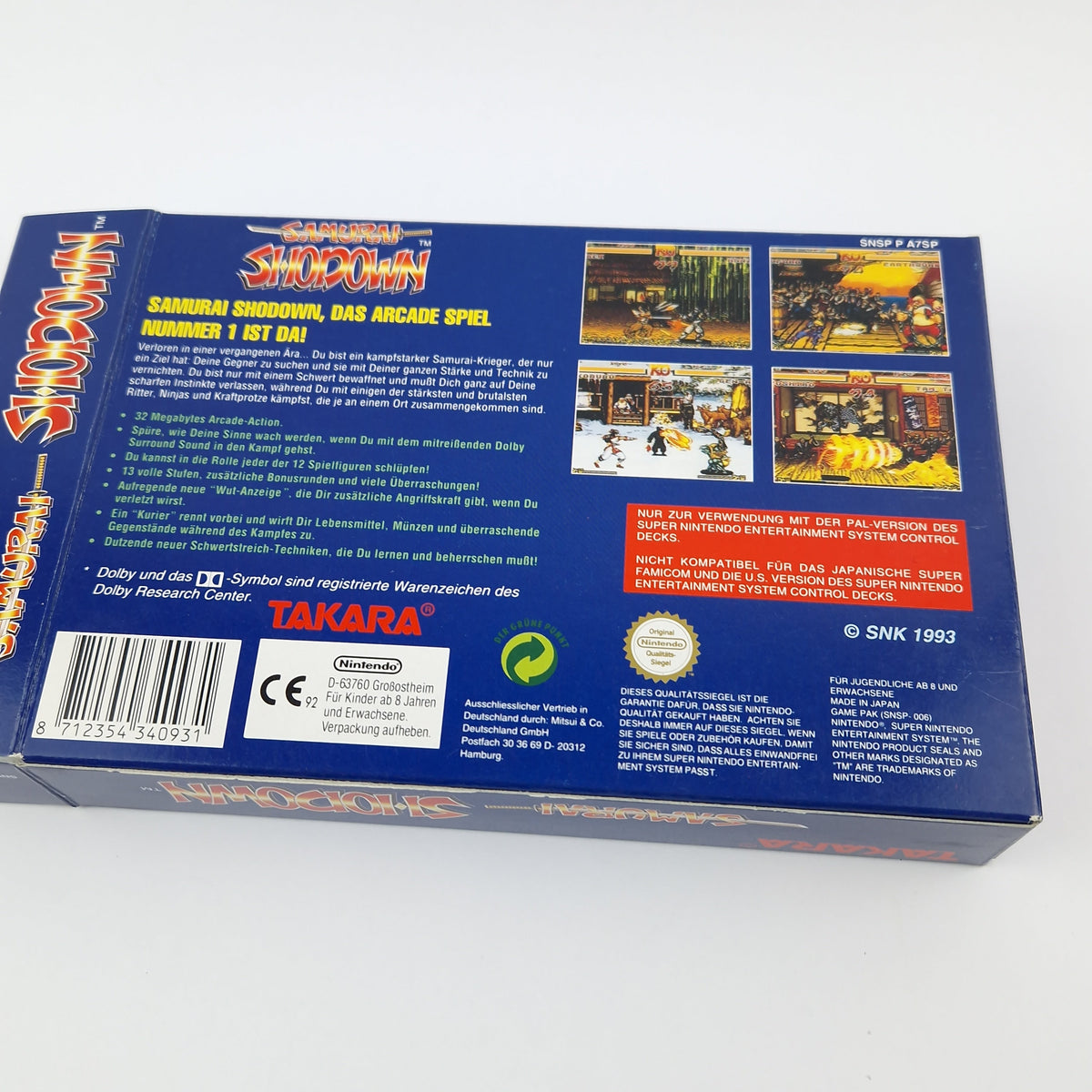 Super Nintendo Spiel – Samurai Shodown OVP PAL CIB SNES