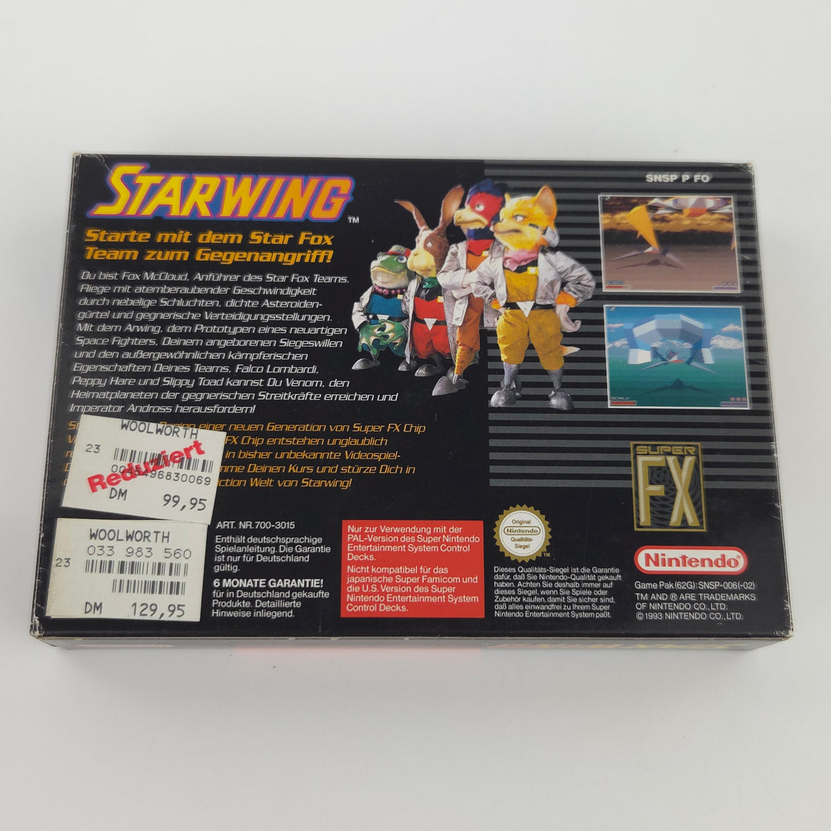 Super Nintendo Spiel Starwing SNES Modul Anleitung OVP
