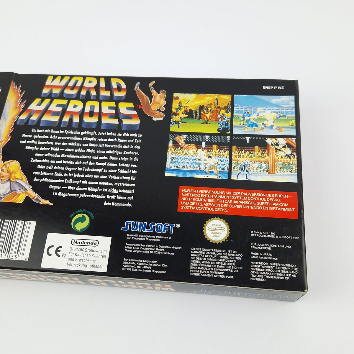 Super Nintendo Spiel – World Heroes OVP CIB PAL NOE