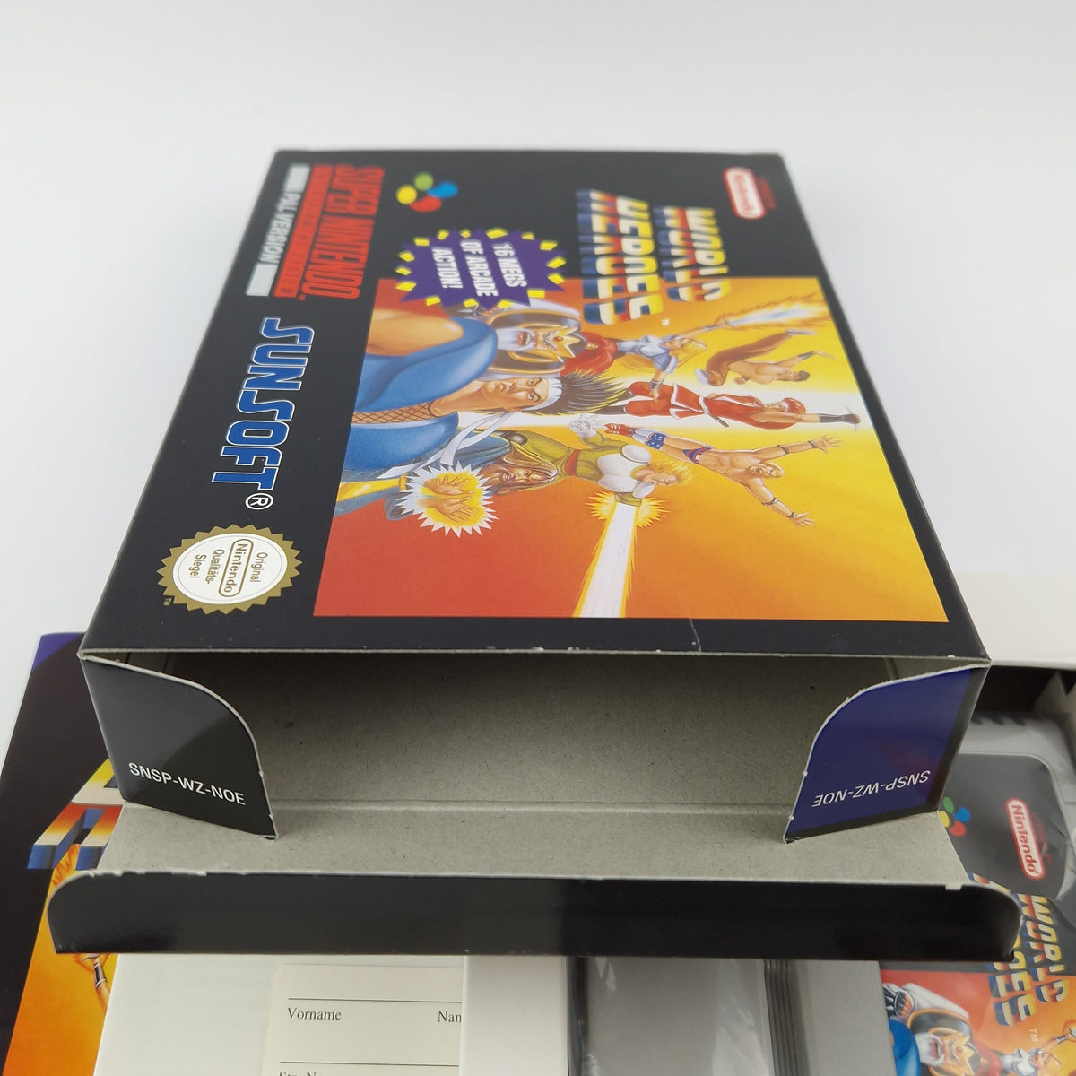 Super Nintendo Spiel – World Heroes OVP CIB PAL NOE