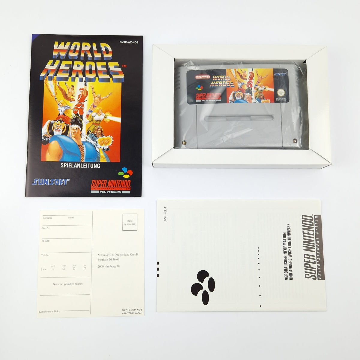 Super Nintendo Spiel – World Heroes OVP CIB PAL NOE